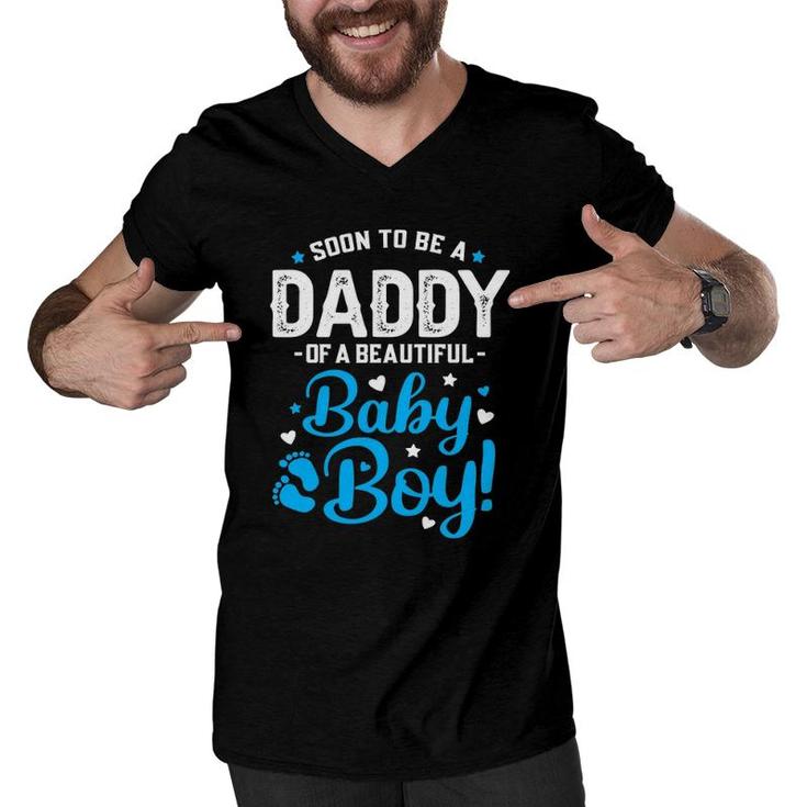 Mens Soon To Be A Daddy Of A Baby Boy New Dad Expecting Father Men V-Neck Tshirt