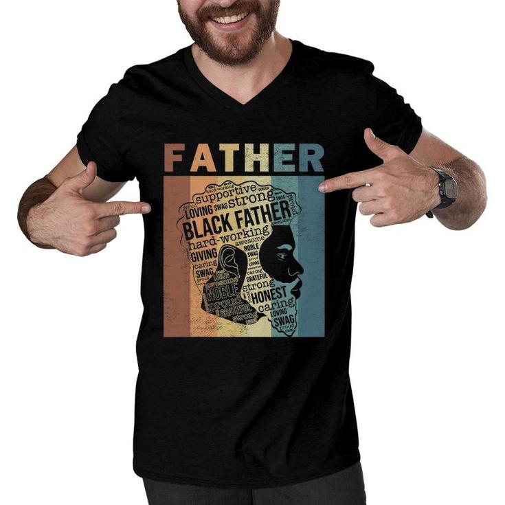 Mens Supportive Loving Swag Strong Black Father Vintage Dope Dad Men V-Neck Tshirt