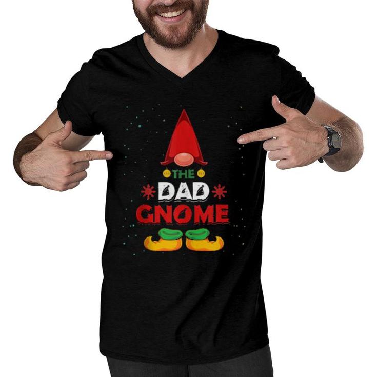 Mens The Dad Gnome Xmas Family Matching Pajama Christmas Gnome  Men V-Neck Tshirt