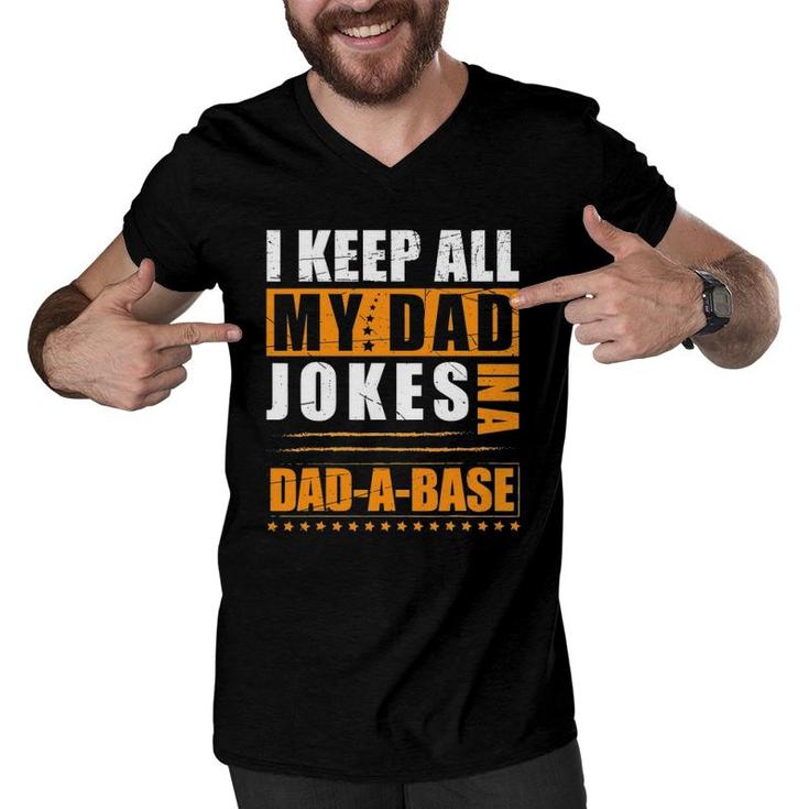 Mens Vintage Dad Jokes Happy Father's Day For The Best Dad Ever Men V-Neck Tshirt