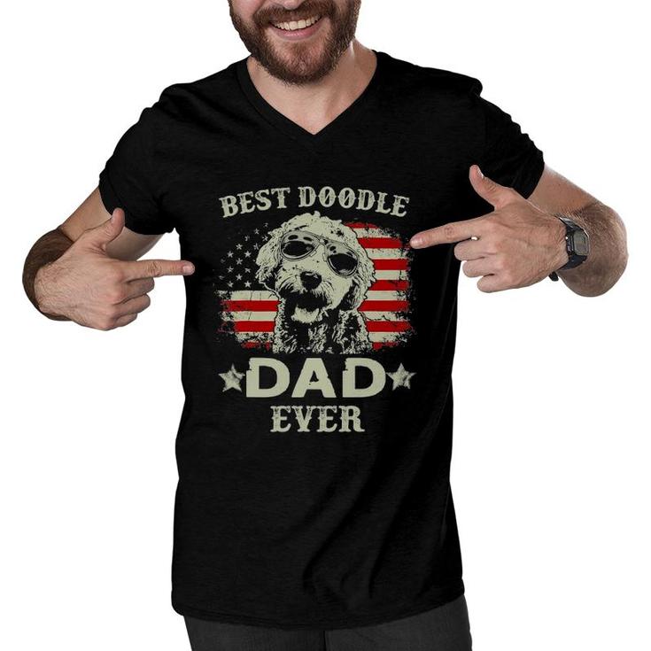 Mens Vintage Father's Day Tee Best Doodle Dad Ever Men V-Neck Tshirt