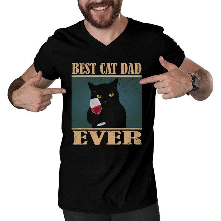 Mens Vintage Retro Best Cat Dad Ever Men V-Neck Tshirt