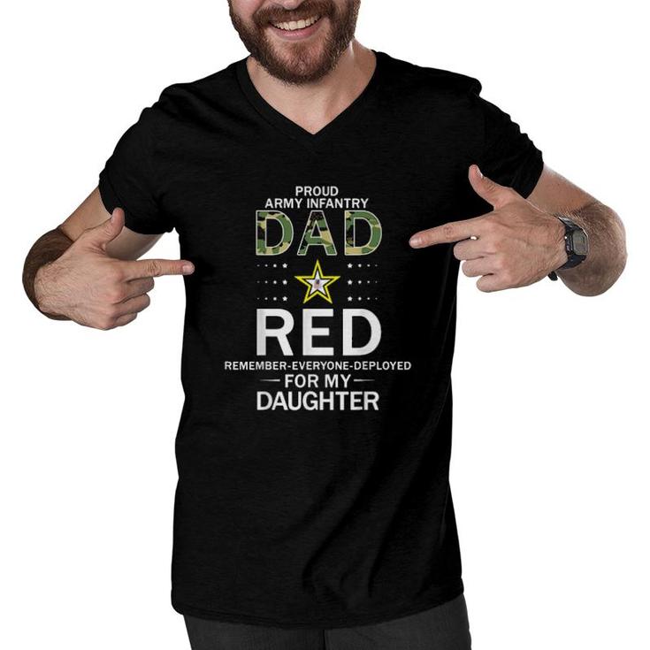 Mens Wear Red Red Friday For My Daughterproud Army Infantry Dad  Men V-Neck Tshirt