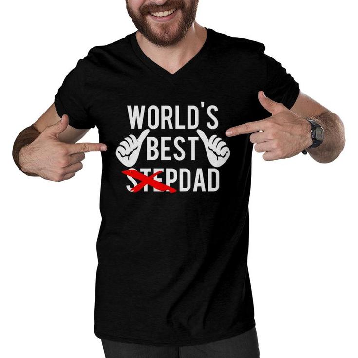Mens World's Best Step Dad - Fun Christmas Gift Idea Men V-Neck Tshirt