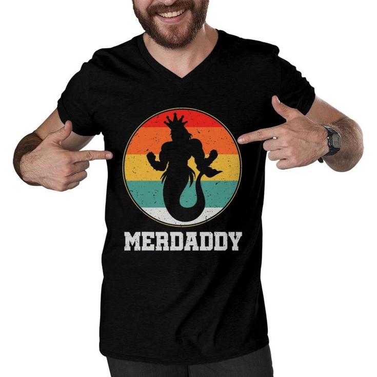 Merdaddy Security Merman Mermaid Daddy Fish Father's Day Men V-Neck Tshirt