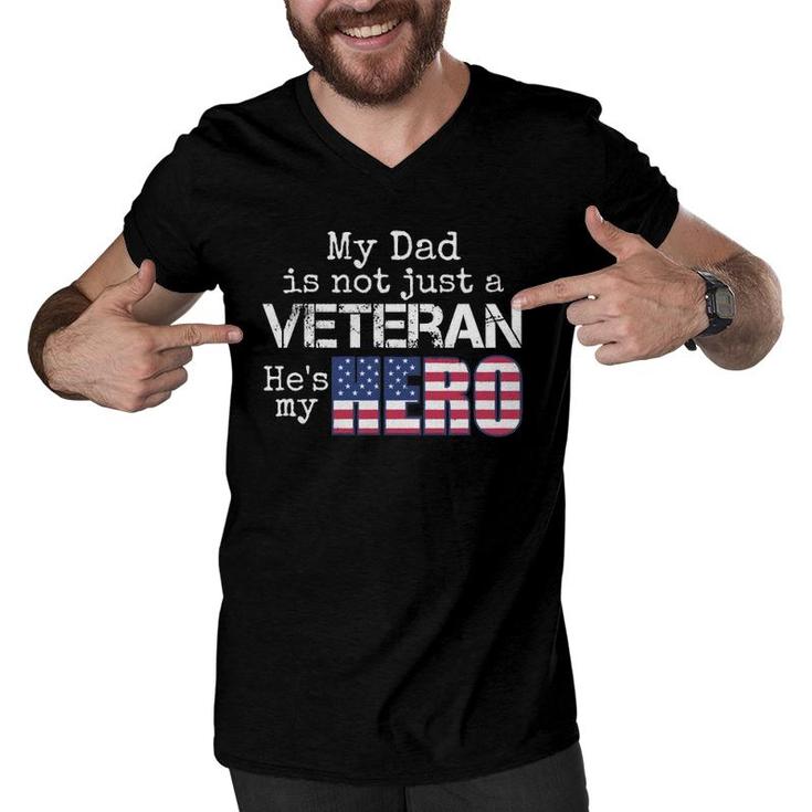 Military Family Veteran  My Dad Us Veteran Hero Gift Men V-Neck Tshirt