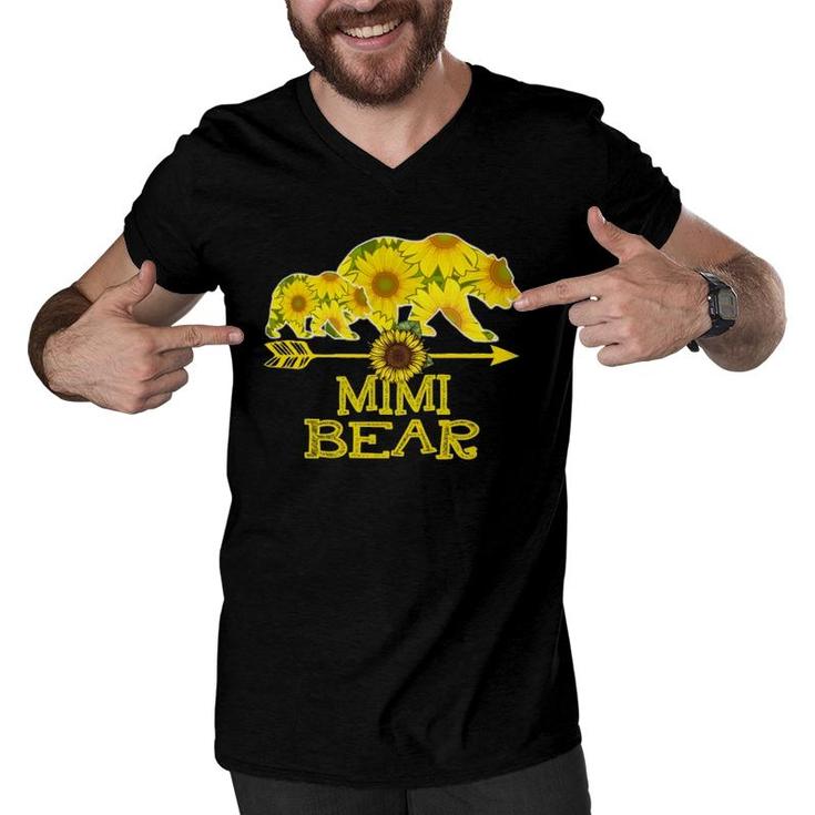 Mimi Bear Bear Sunflower Mother Father Gifts Men V-Neck Tshirt
