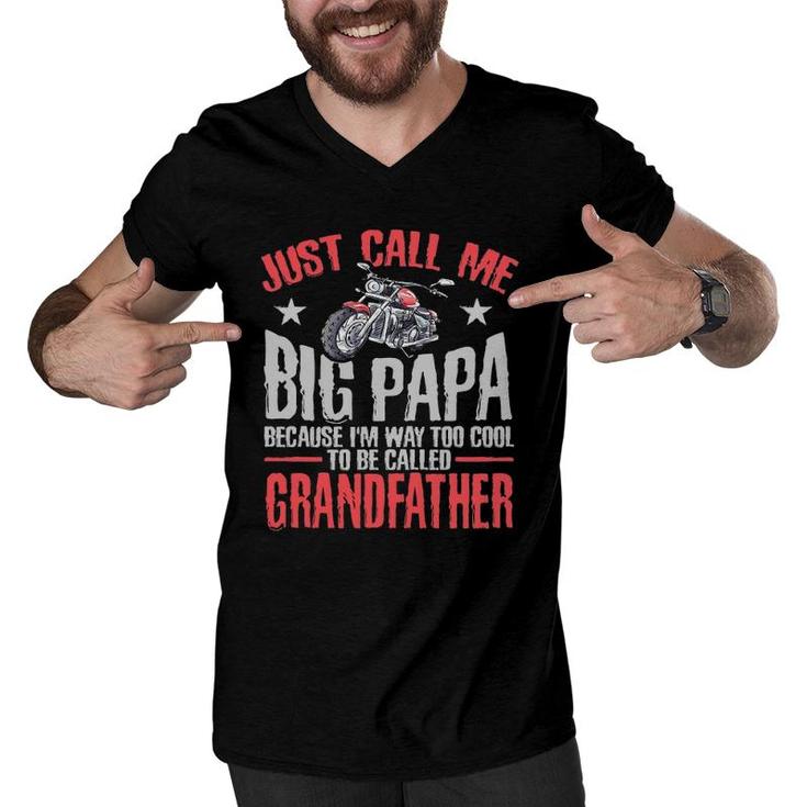 Motorcycle S Big Papa Tees Grandpa Biker Dad Men Father Men V-Neck Tshirt