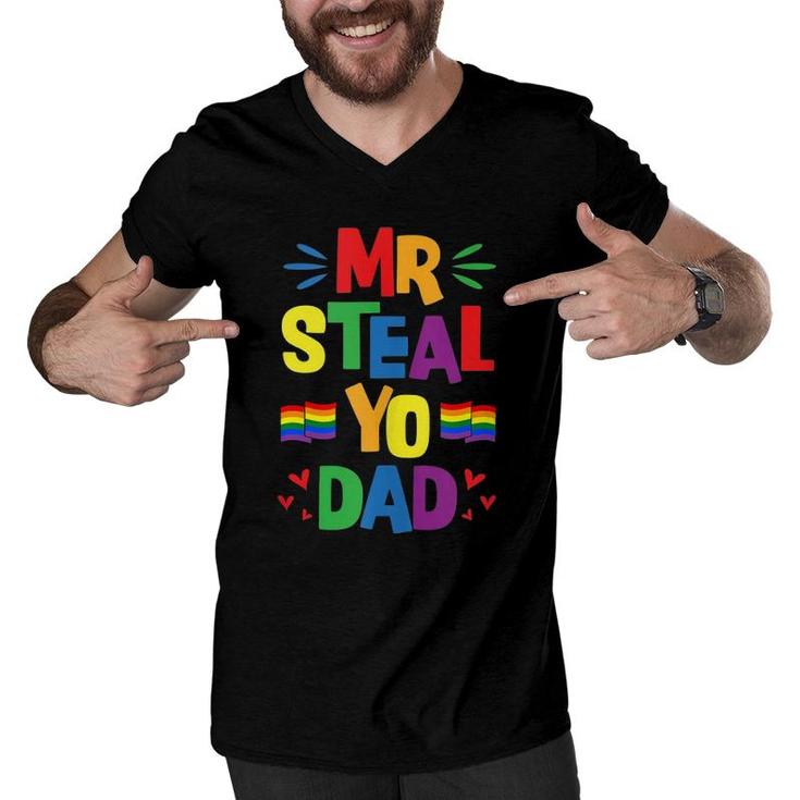 Mr Steal Yo Dad Cute Funny Gay Pride Stuff Flag Aesthetic Men V-Neck Tshirt