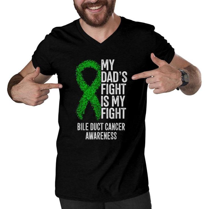 My Dad's Fight Is My Fight Bile Duct Cancer Awareness Men V-Neck Tshirt