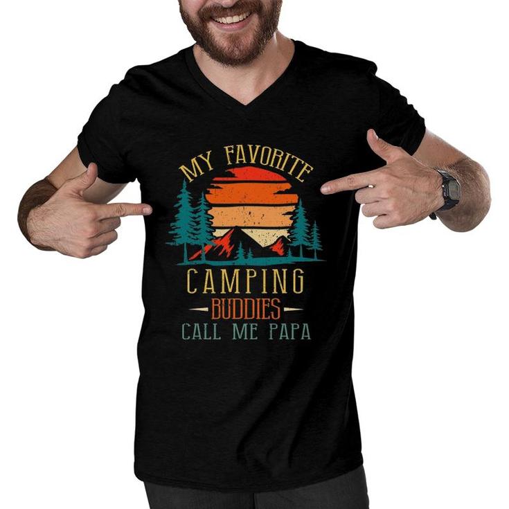 My Favorite Camping Buddies Call Me Papa Funny Family Father Men V-Neck Tshirt