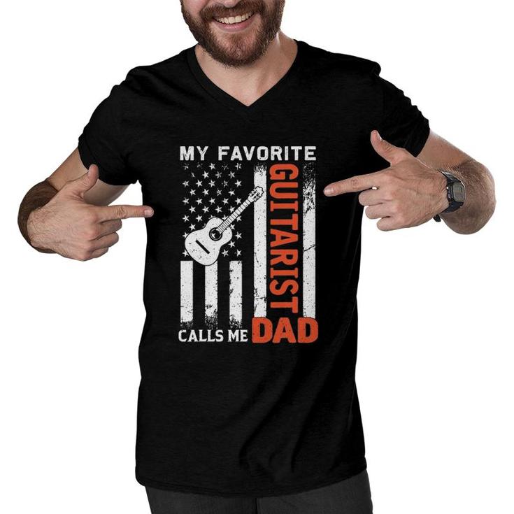 My Favorite Guitarist Calls Me Dad Usa Flag Father's Day Men V-Neck Tshirt