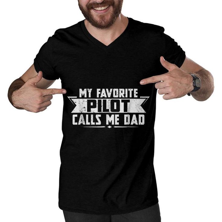 My Favorite Pilot Calls Me Dad Men V-Neck Tshirt