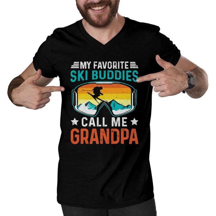 My Favorite Ski Buddies Call Me Grandpa Men V-Neck Tshirt