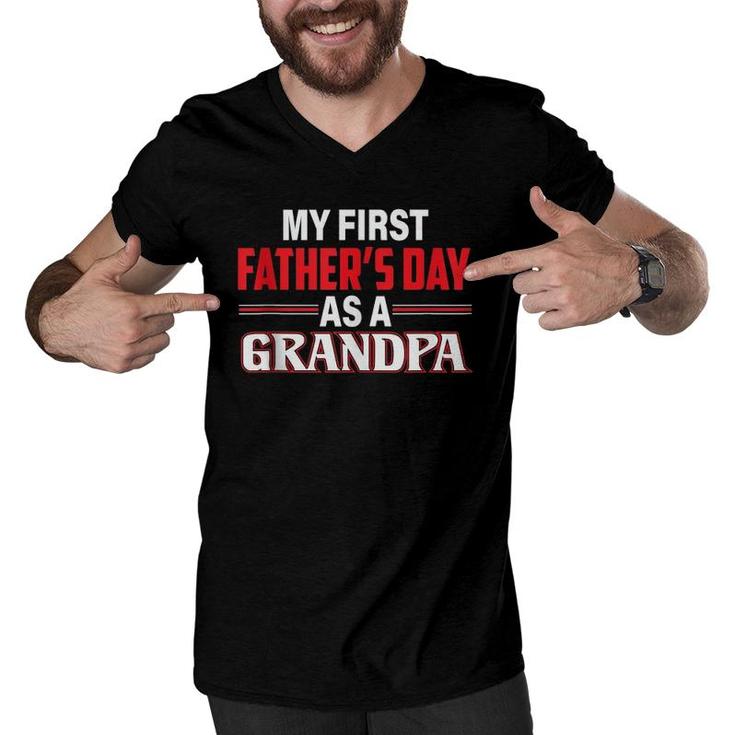 My First Father's Day As A Grandpa  Men V-Neck Tshirt