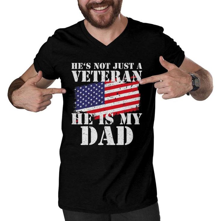 Not Just A Veteran Dad Son Daughter Veterans Day Gif Men V-Neck Tshirt