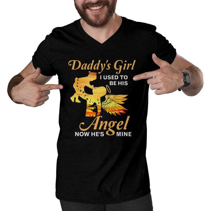 Now He's My Angel Daddy Dad Memorial Loss Of Father Men V-Neck Tshirt
