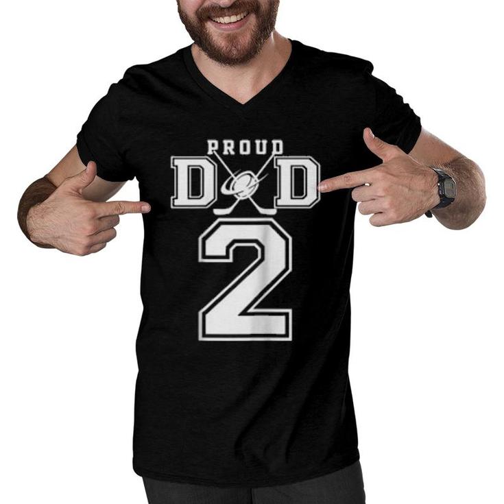 Number 2 Custom Proud Hockey Dad Personalized  Men V-Neck Tshirt