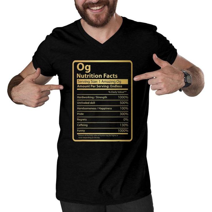 Og Nutrition Facts Father's Day Gift For Og Men V-Neck Tshirt