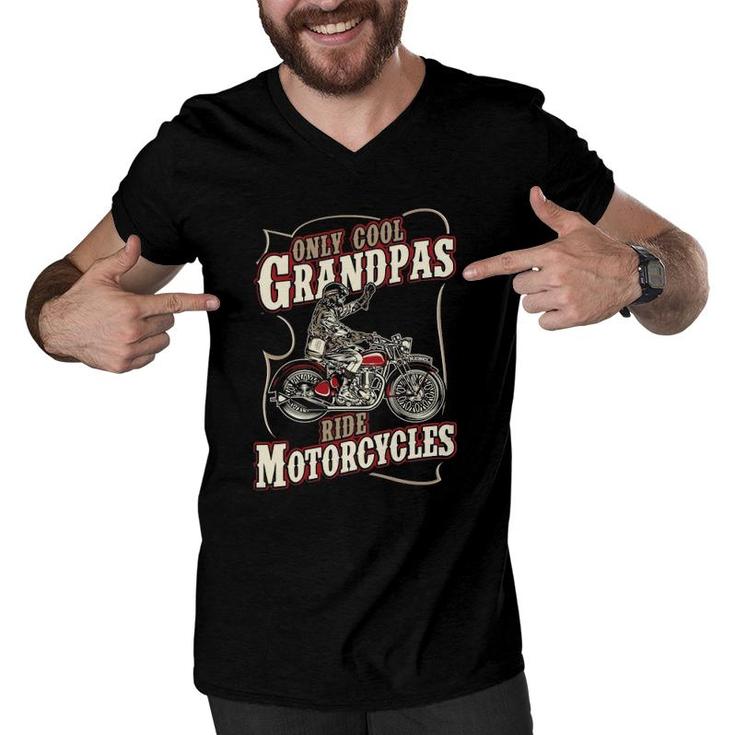 Only Cool Grandpas Ride Motorcycles Funny Grandfather Biker Men V-Neck Tshirt