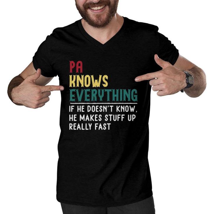 Pa Know Everything Funny Father's Day Gift For Grandfather Men V-Neck Tshirt