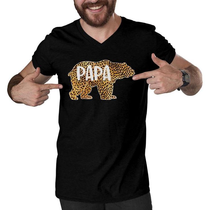 Papa Bear Cheetah Leopard Print Gift Dad Father Gift Premium Men V-Neck Tshirt