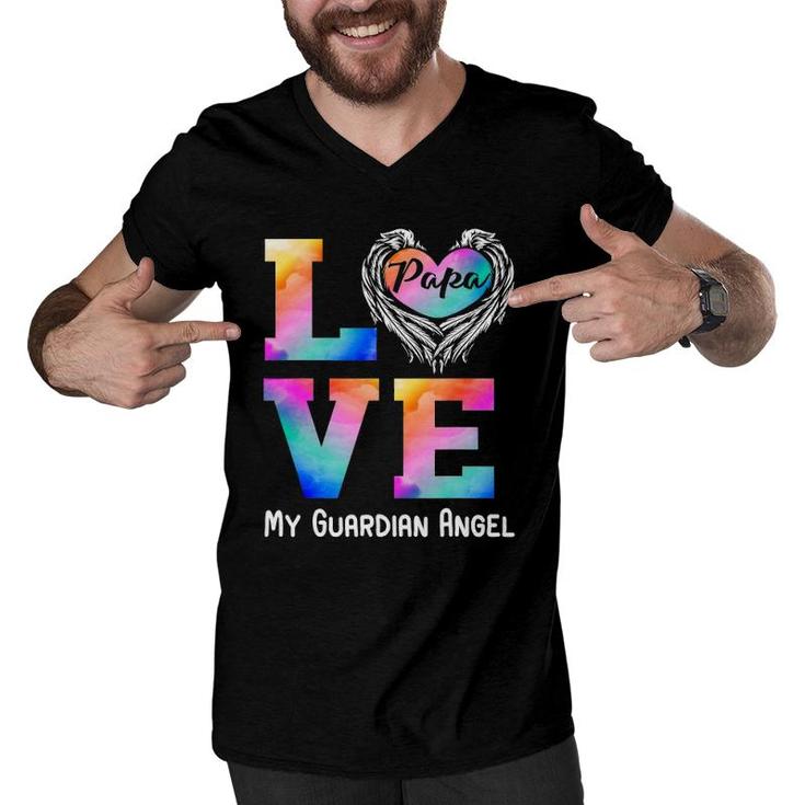 Papa Is My Guardian Angel Love Peace Forever Dad In Heaven Men V-Neck Tshirt