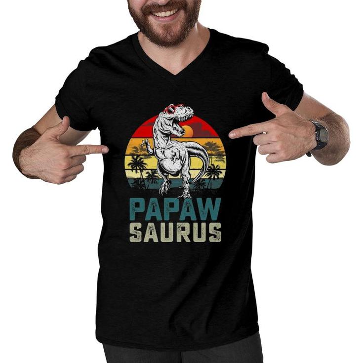 Papawsaurusrex Dinosaur Papaw Saurus Fathers Day Men V-Neck Tshirt