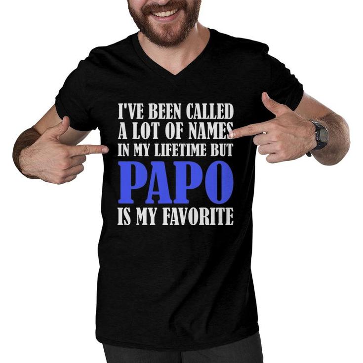 Papo Grandpa Names Grandfather Fathers Day Men V-Neck Tshirt