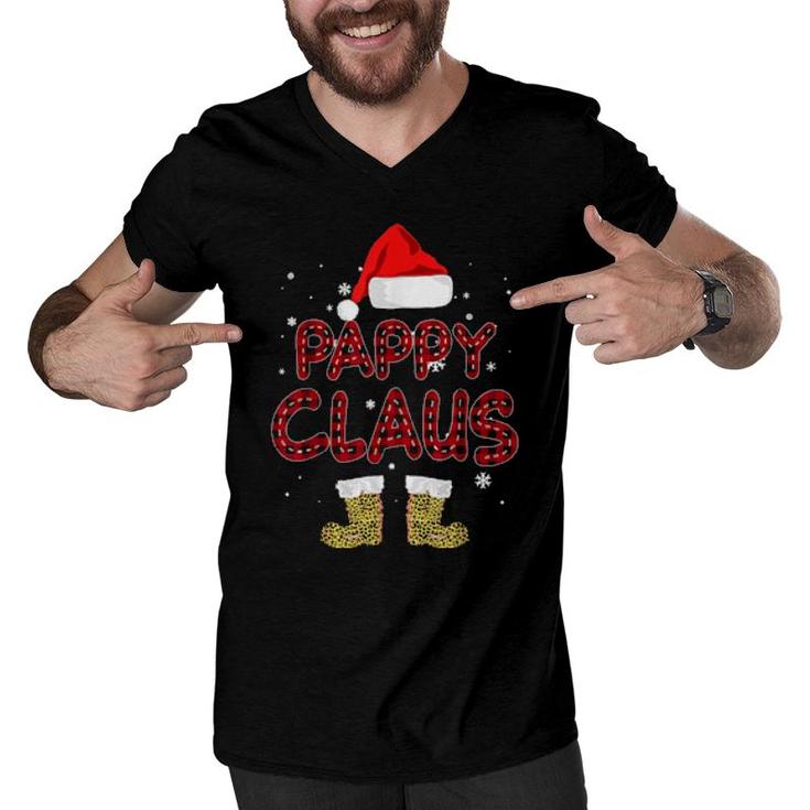 Pappy Claus Leopard Christmas Pajama Santa For Mom Dad  Men V-Neck Tshirt