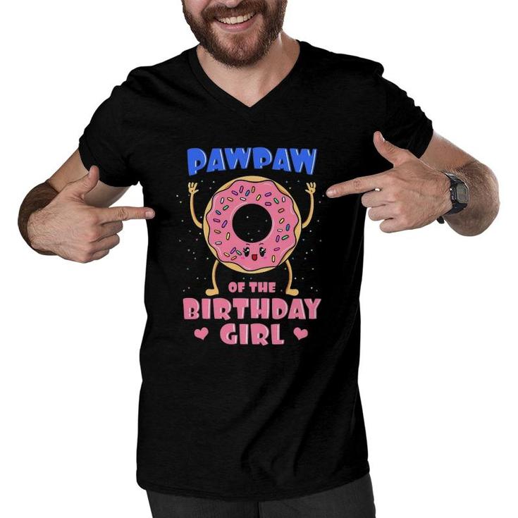 Pawpaw Of The Birthday Girl Donut Bday Party Grandfather Men V-Neck Tshirt