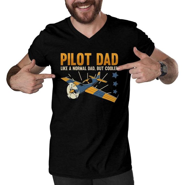 Pilot Dad Like A Normal Dad But Cooler Aviation Quote Men V-Neck Tshirt