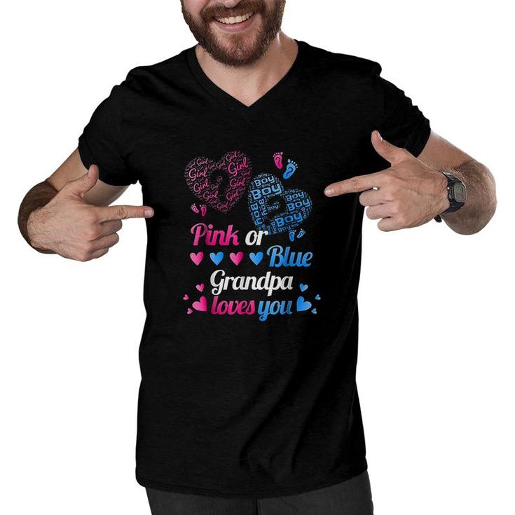 Pink Or Blue Grandpa Loves You Men V-Neck Tshirt