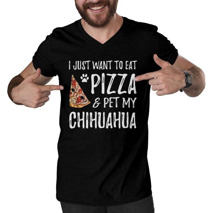 Pizza And Chihuahua  Funny Dog Mom Or Dog Dad Gift Idea Men V-Neck Tshirt