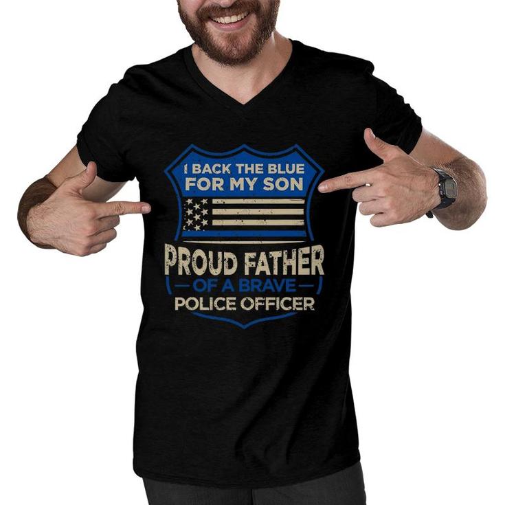 Police Officer I Back The Blue For My Son Proud Father Men V-Neck Tshirt