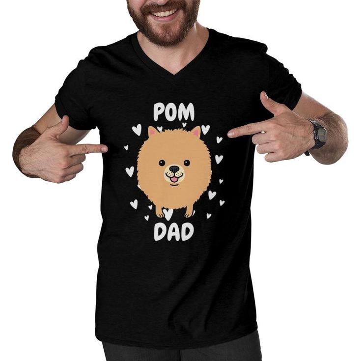 Pom Pomeranian Dad Papa Daddy Pa Father For Father’S Day Men V-Neck Tshirt