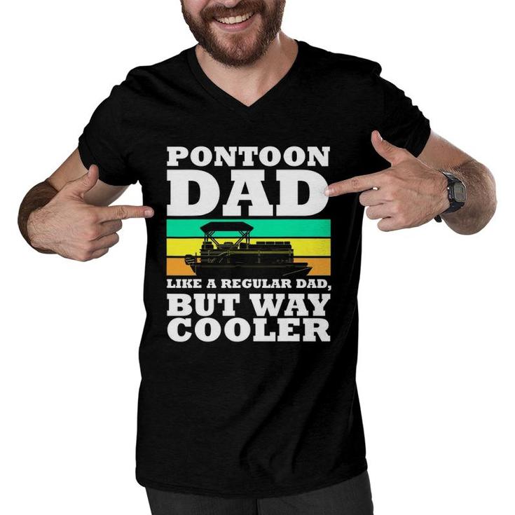 Pontoon Dad Boat Captain Funny Fathers Day Boating Men V-Neck Tshirt