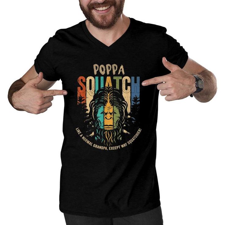 Poppa Squatch - Funny Bigfoot Sasquatch Fathers Day Gift Men V-Neck Tshirt