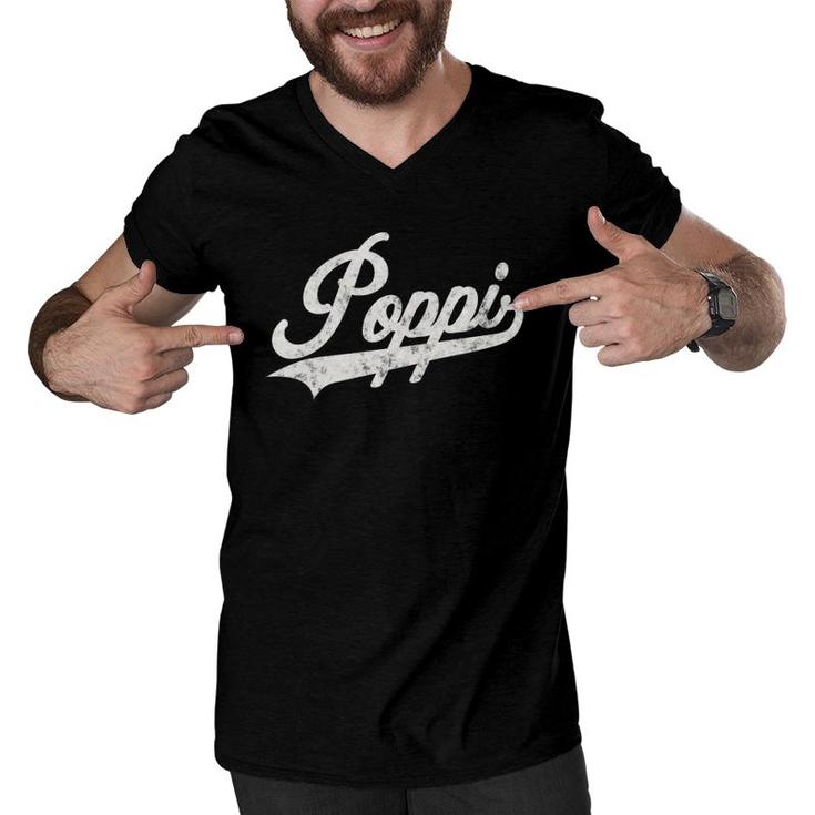 Poppi Retro Style Father's Day Gift For Funny Poppi Grandpa Men V-Neck Tshirt