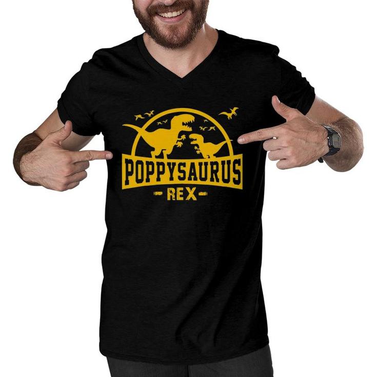 Poppysaurusrex Dinosaur Dada Papa Men Boy Family Matching Men V-Neck Tshirt