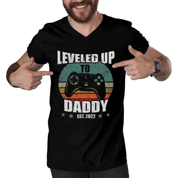 Promoted To Dad Funny Leveled Up To Daddy Est 2022 Ver2 Men V-Neck Tshirt