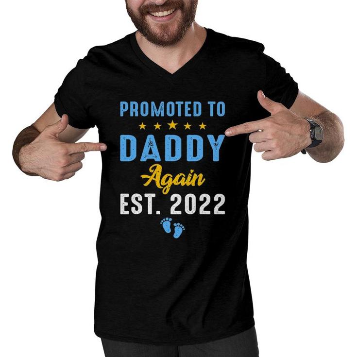 Promoted To Daddy Again 2022 Funny Soon To Be Daddy Again Men V-Neck Tshirt