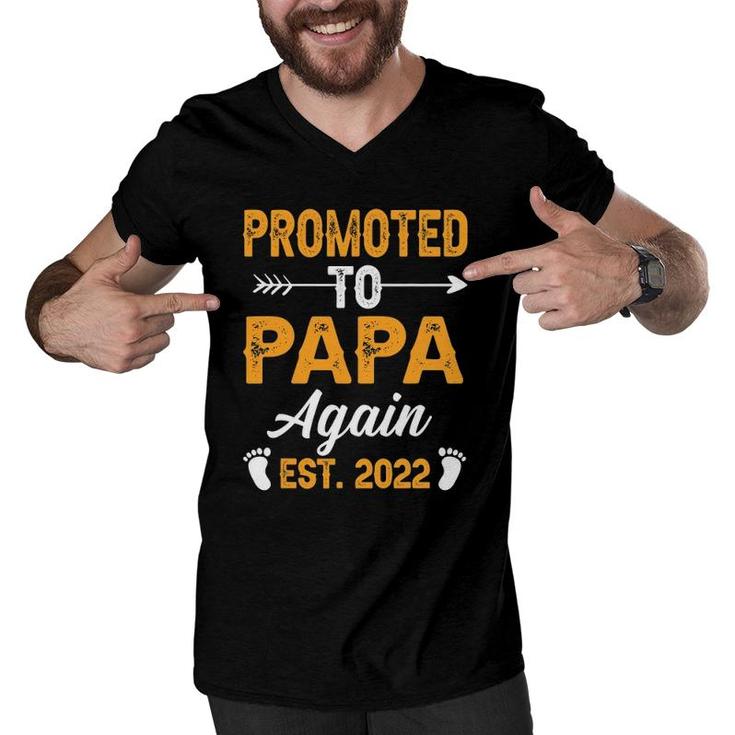 Promoted To Papa Again Est 2022 Father's Day First Time Men V-Neck Tshirt