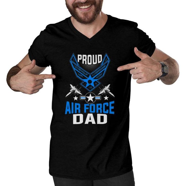 Proud Air Force Dad  Us Air Force Military Men V-Neck Tshirt