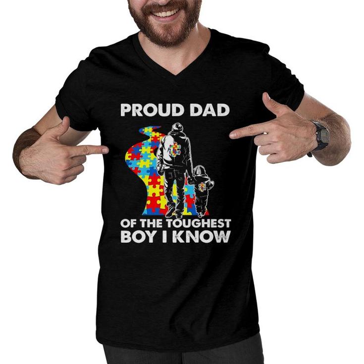 Proud Autism Dad Father And Son Autism Awareness Men V-Neck Tshirt