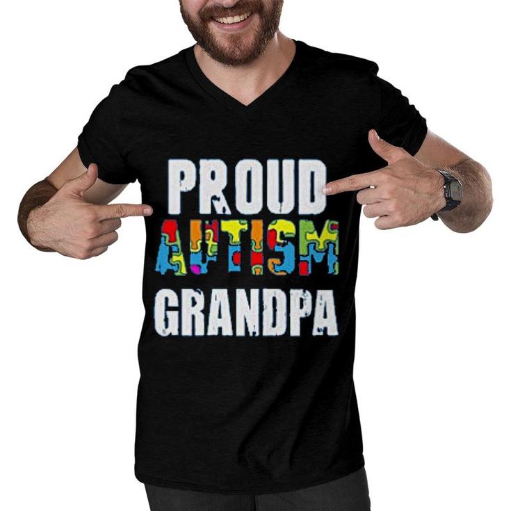 Proud Autism Dad Gift Men V-Neck Tshirt