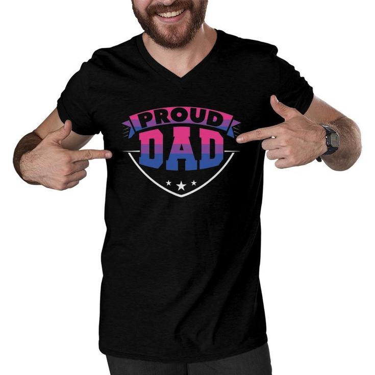 Proud Dad Gay Pride T Men V-Neck Tshirt