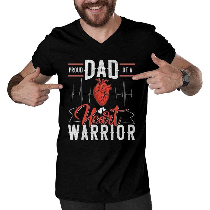 Proud Dad Of A Heart Warrior Heart Attack Survivor Recovery Men V-Neck Tshirt