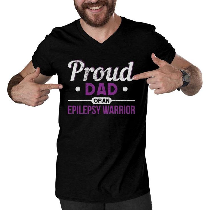 Proud Dad Of An Epilepsy Warrior Epilepsy Men V-Neck Tshirt