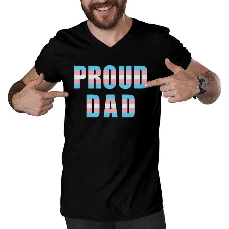 Proud Dad Trans Pride Flag Lgbtq Transgender Equality Men V-Neck Tshirt